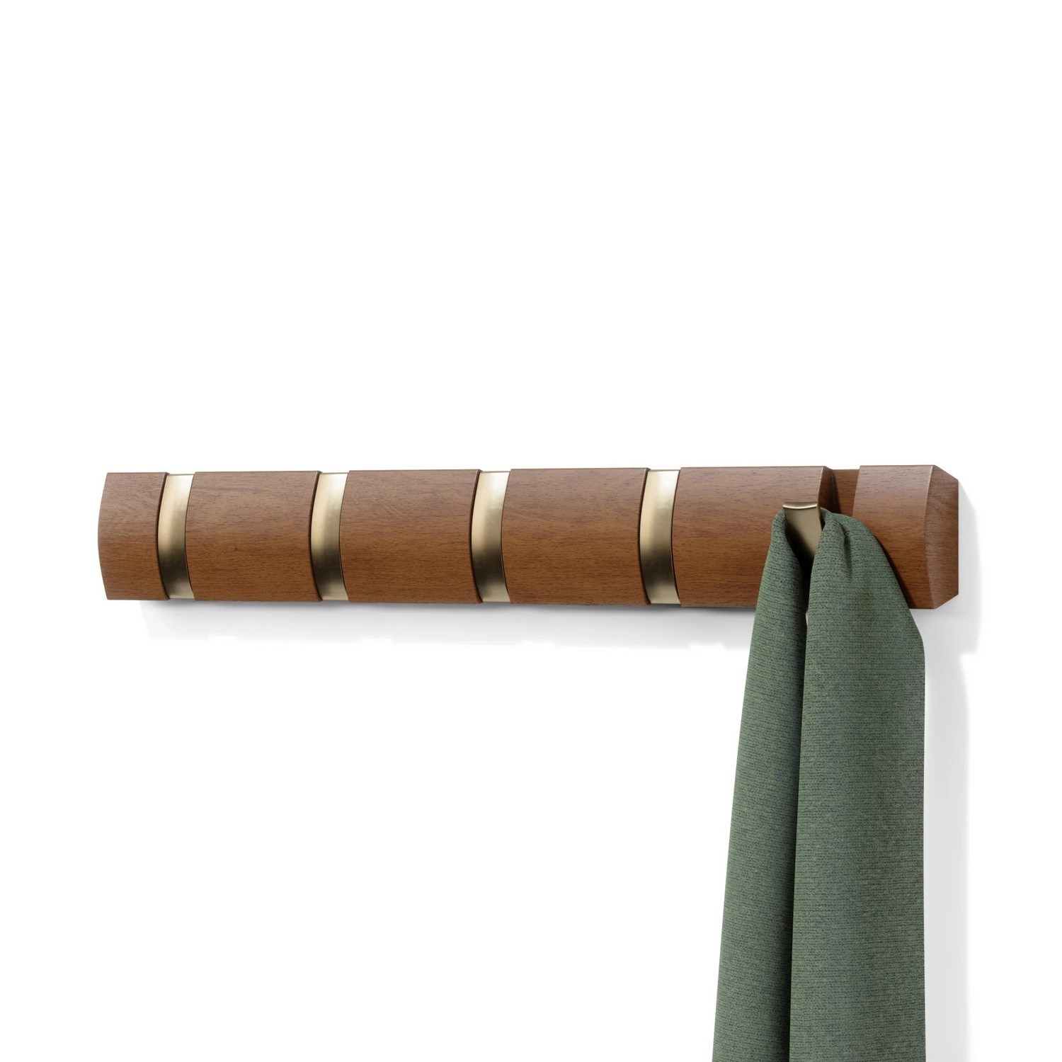 Věšák na zeď FLIP 5 háčků light walnut, warm gold_0