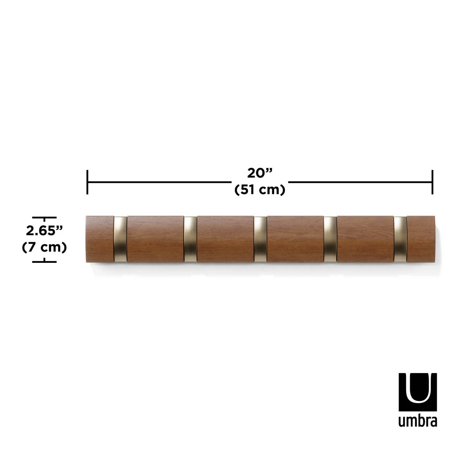 Věšák na zeď FLIP 5 háčků light walnut, warm gold_5