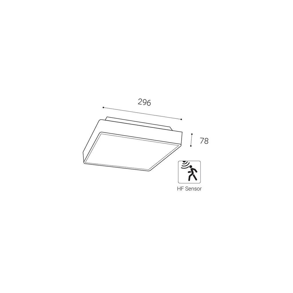 Venkovní stropní svítidlo SOLO 29,6x29,6 cm antracitové se senzorem pohybu_0