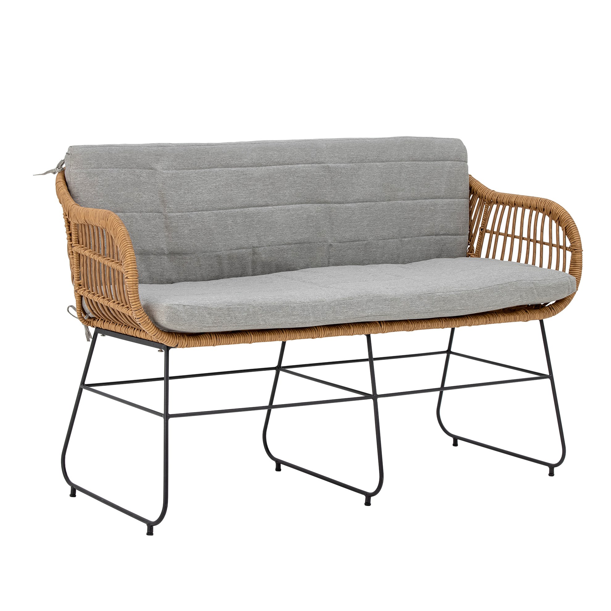 Dvoumístné polyratanové sofa COLLIN s šedým polštářem_0