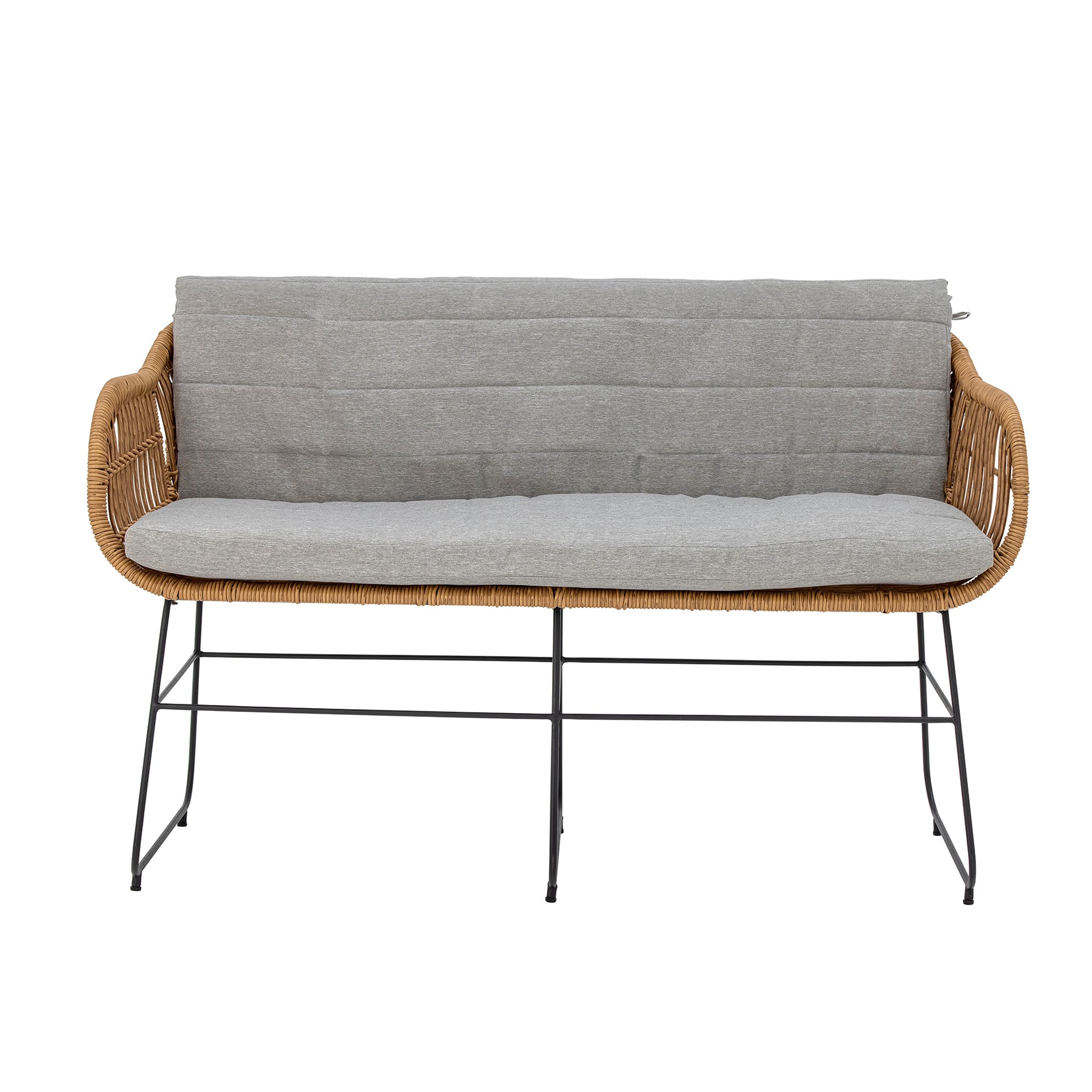 Dvoumístné polyratanové sofa COLLIN s šedým polštářem_6