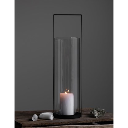 Skleněná lucerna v kovovém stojanu KVARNVIK L 15x50cm černá_4