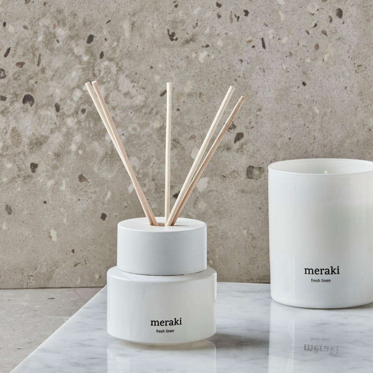 Vonný difuzér Meraki FRESH LINEN 100ml bílý_0
