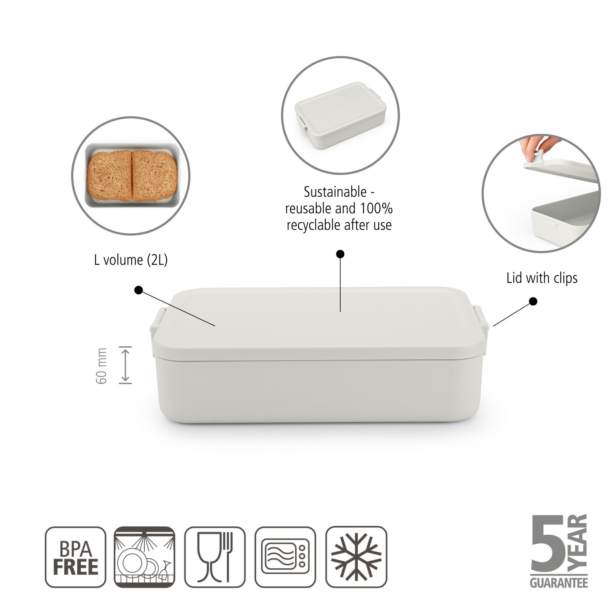 Obědový box Brabantia MAKE&TAKE 2l světle šedý_2