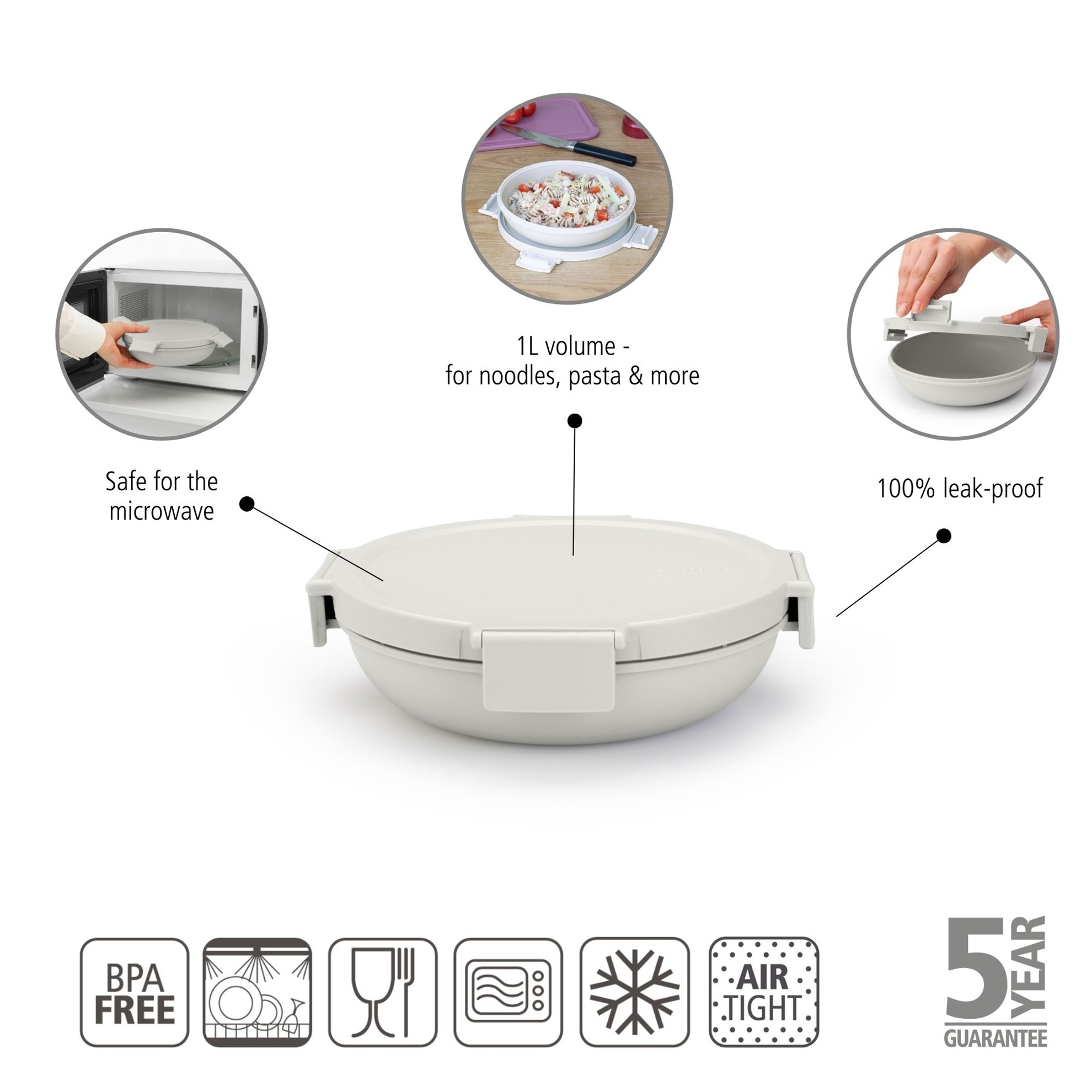 Obědový box Brabantia MAKE&TAKE kulatý 1l světle šedý_6