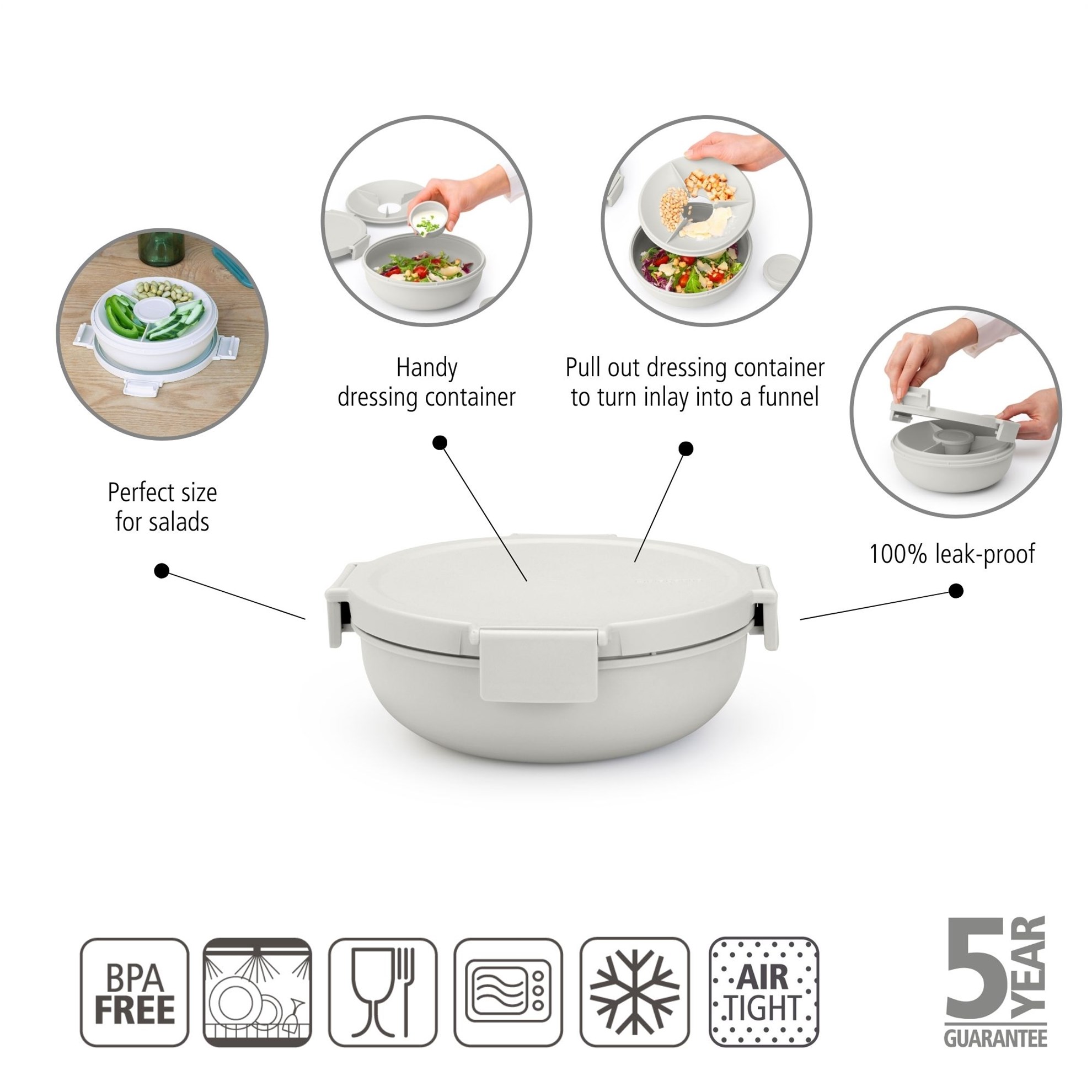 Salátová miska Brabantia MAKE&TAKE 1,3l světle šedá_2