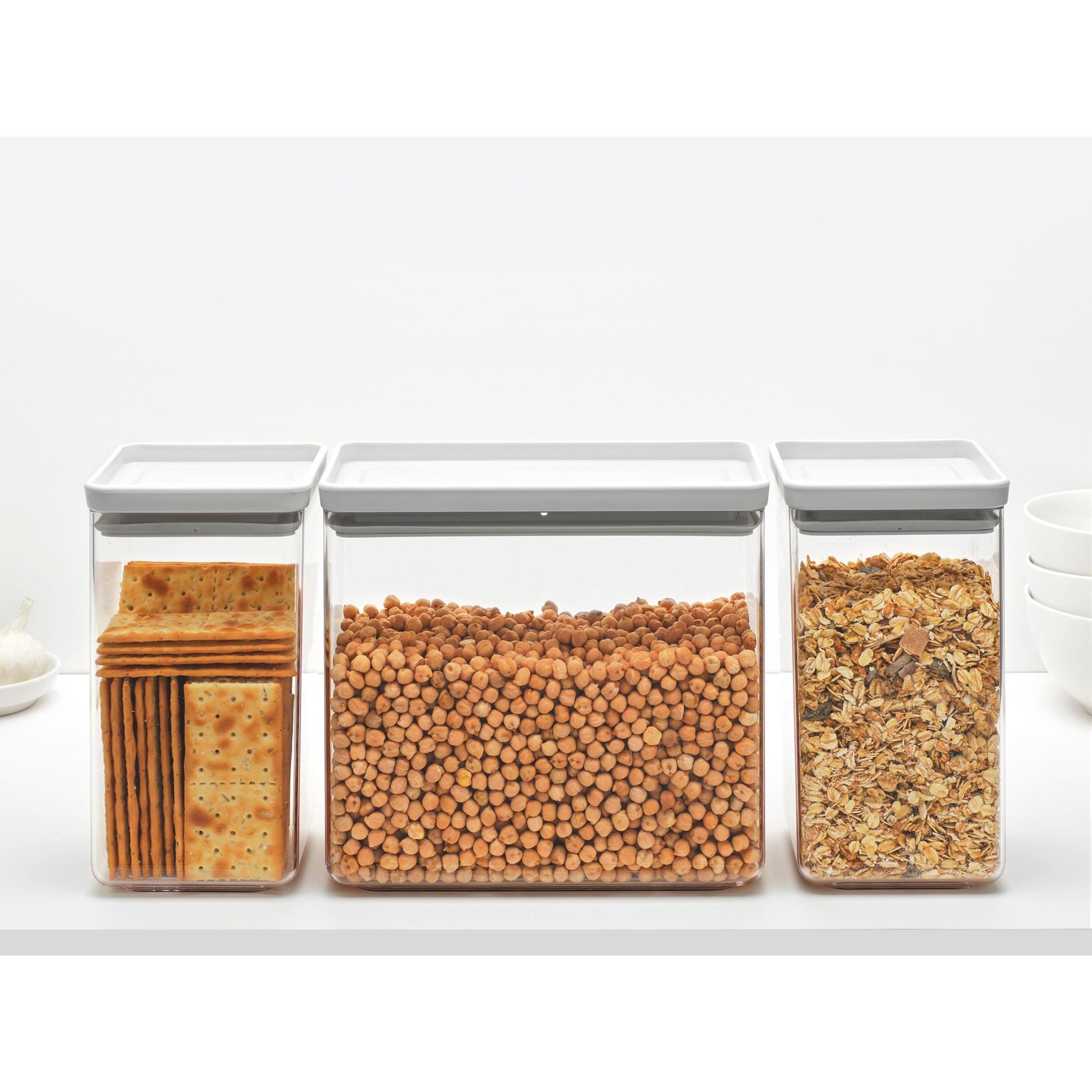 Sada plastových dóz Brabantia SQUARE-2x1,6l/1x3,5l SET/3ks světle šedé_1