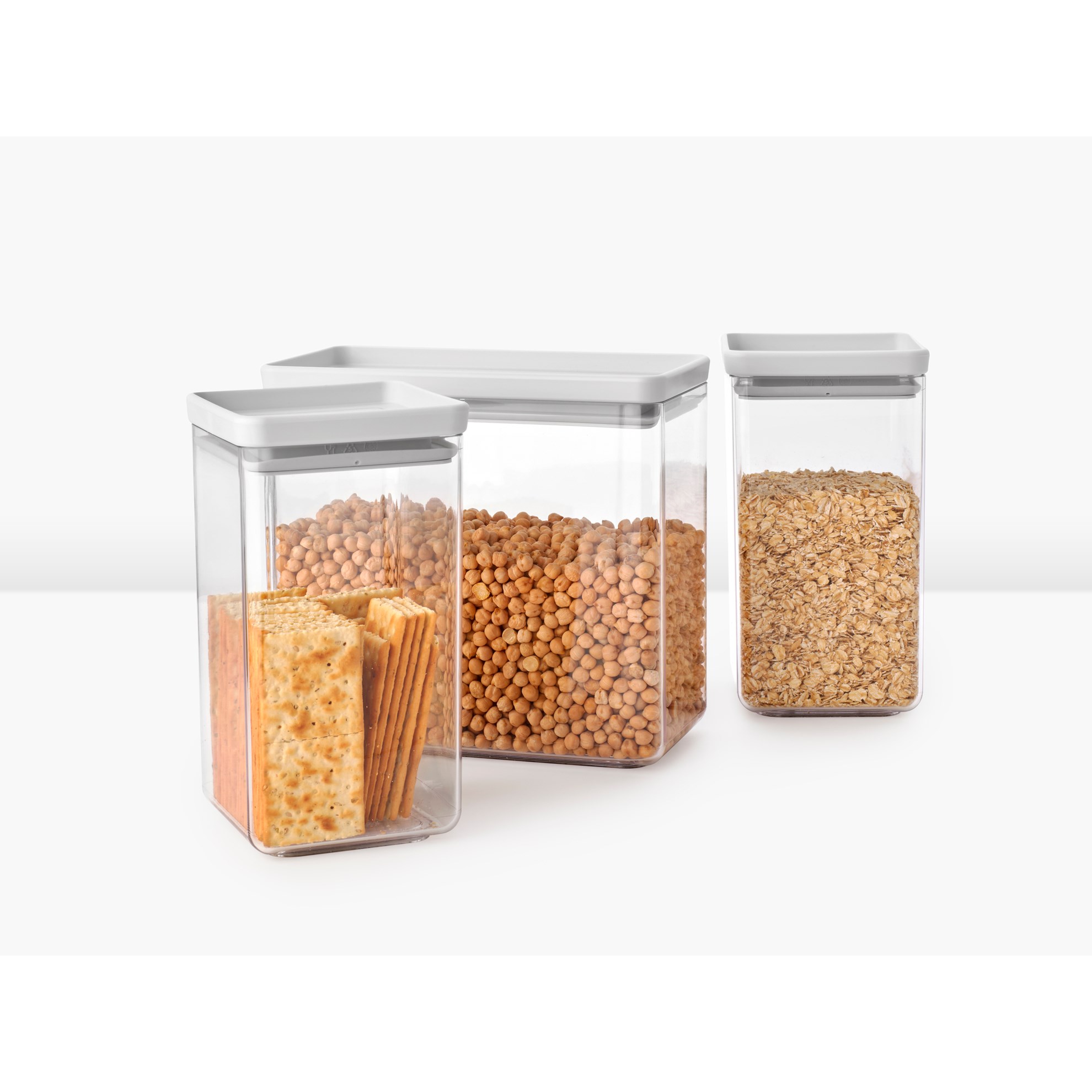 Sada plastových dóz Brabantia SQUARE-2x1,6l/1x3,5l SET/3ks světle šedé_2