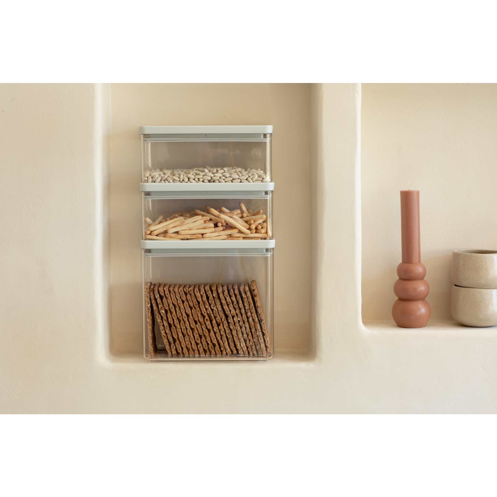 Sada plastových dóz Brabantia SQUARE-2x1,5l/1x3,4l SET/3ks světle šedé_0