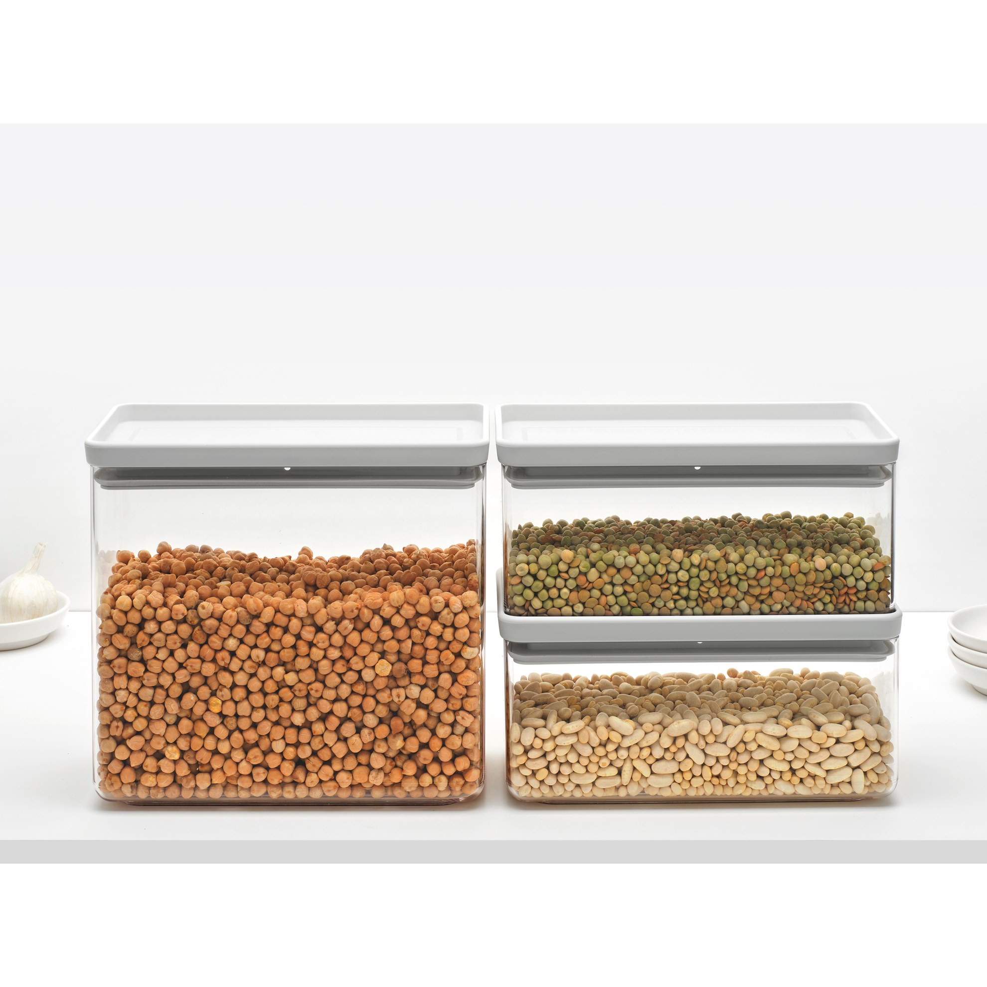 Sada plastových dóz Brabantia SQUARE-2x1,5l/1x3,4l SET/3ks světle šedé_1