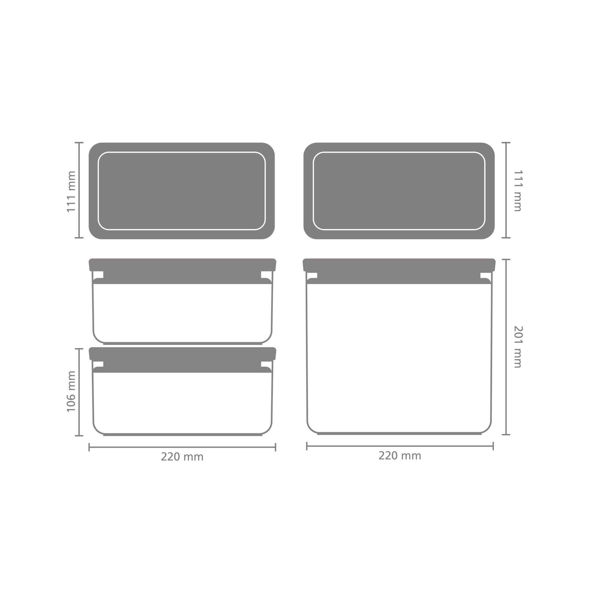 Sada plastových dóz Brabantia SQUARE-2x1,5l/1x3,4l SET/3ks světle šedé_6