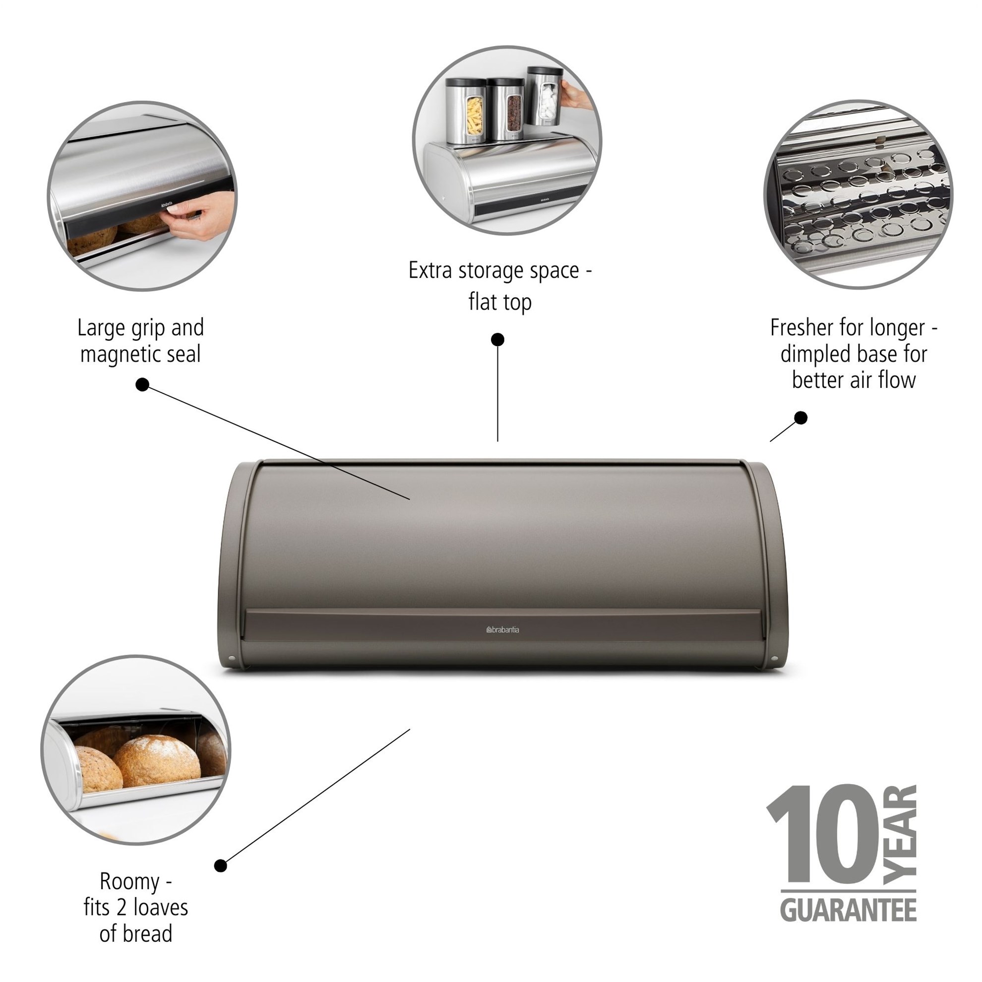 Chlebník Brabantia ROLL TOP 44,5x26cm platinový_2