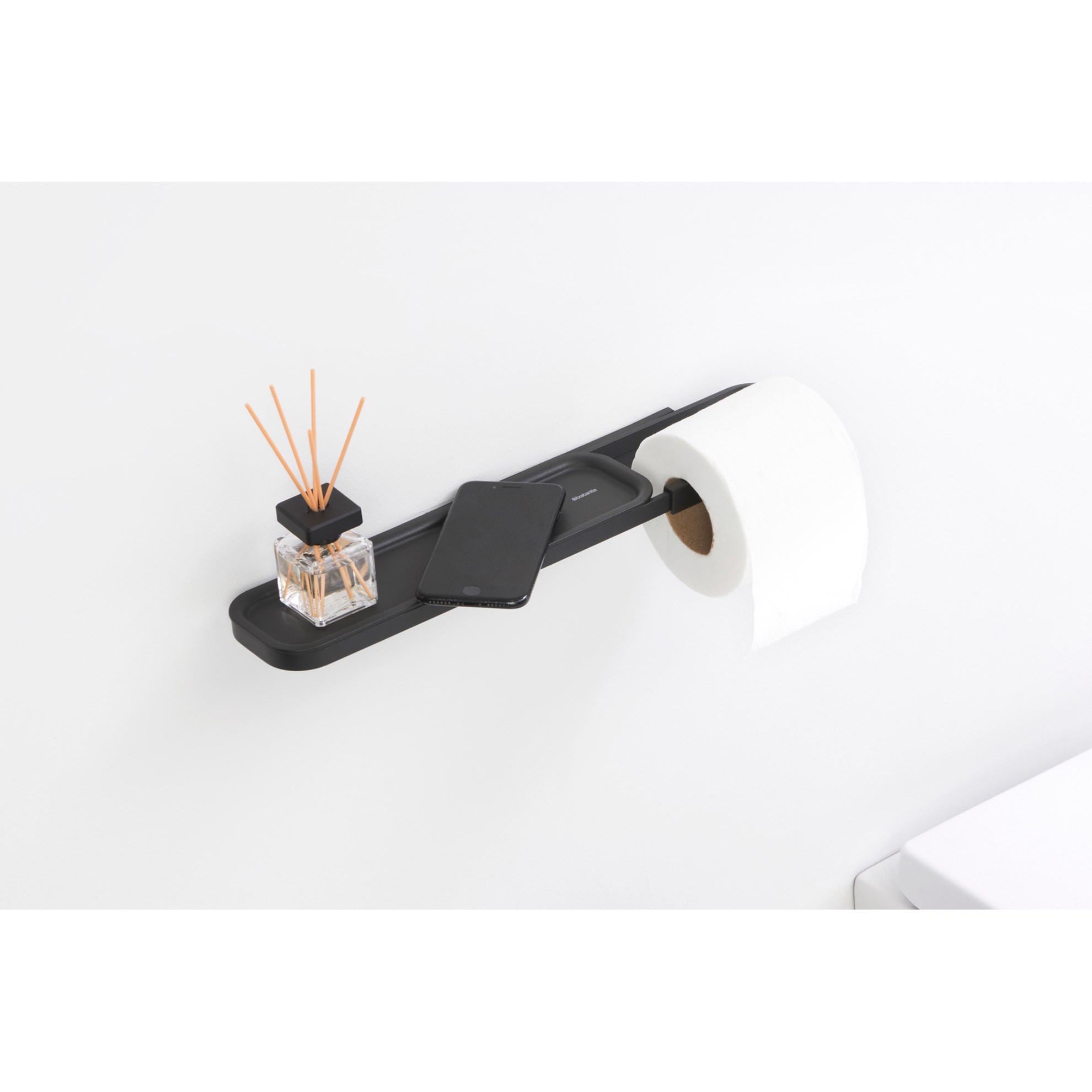 Držák toaletního papíru s poličkou Brabantia MINDSET D.42cm tmavě šedý_3