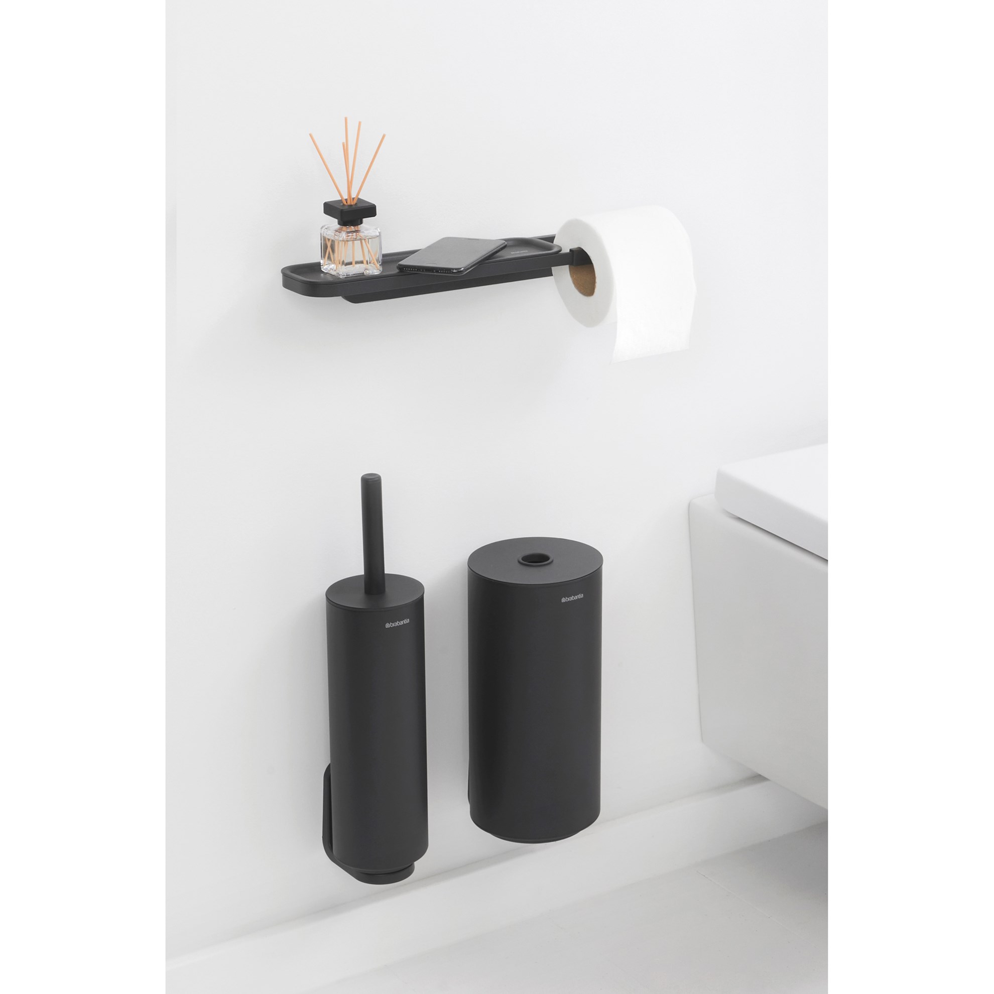 Držák toaletního papíru s poličkou Brabantia MINDSET D.42cm tmavě šedý_4