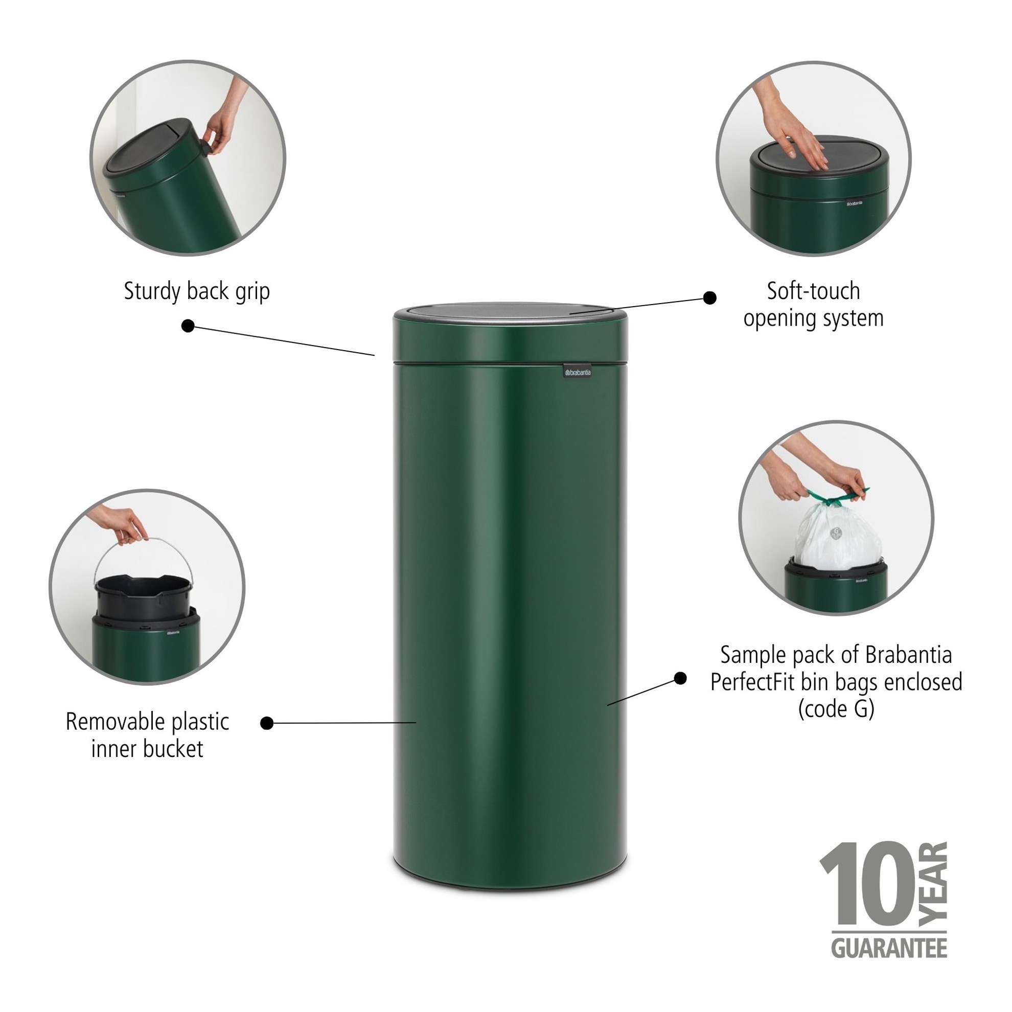 Odpadkový koš Brabantia TOUCH BIN NEW 30l zelený_6