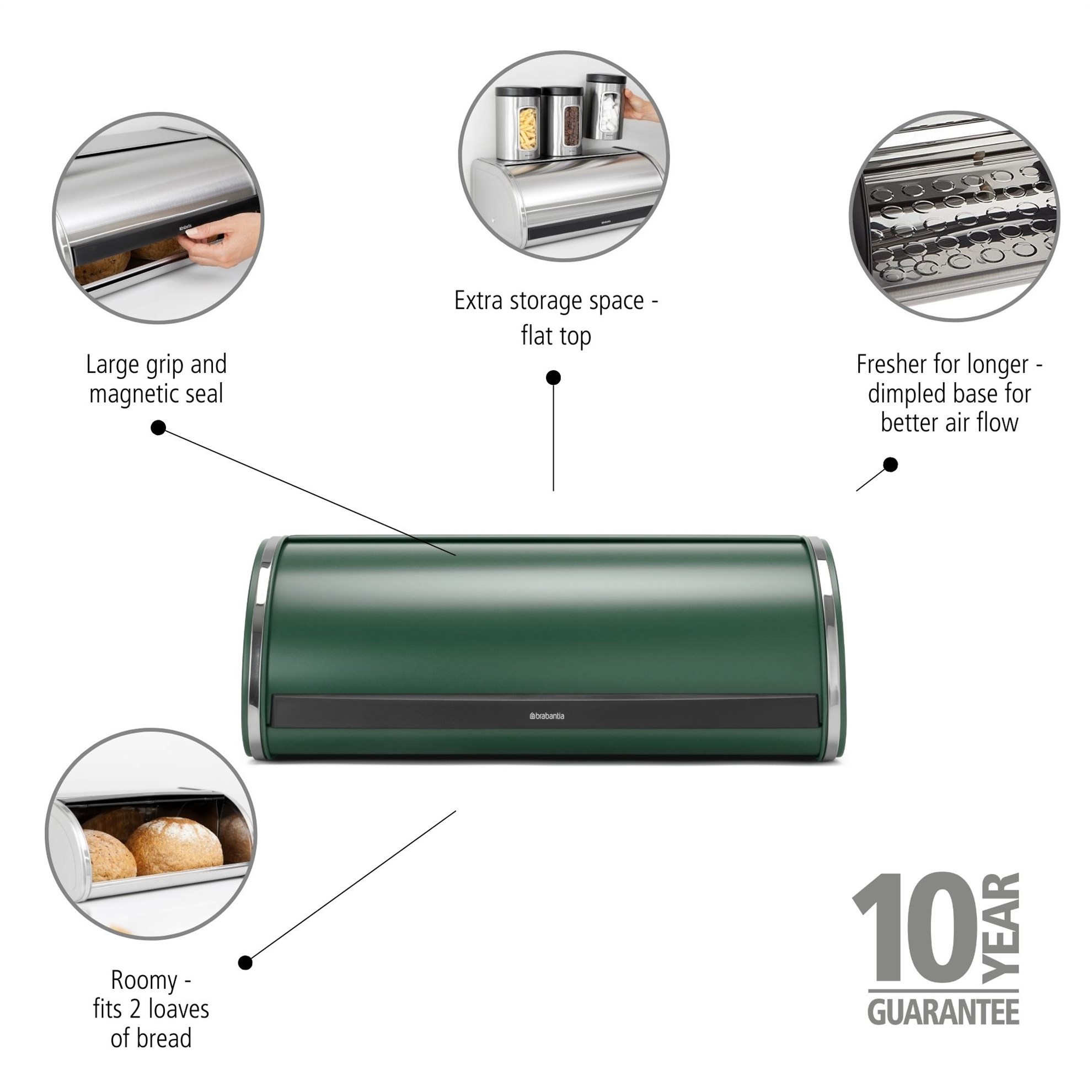 Chlebník Brabantia ROLL TOP 44,5x26cm zelený_1