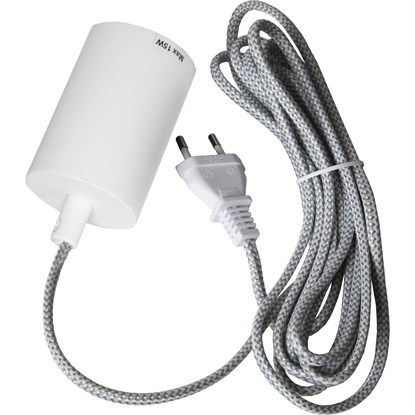 Látkový kabel s objímkou pro žárovku E27 D.3,5m šedý_0