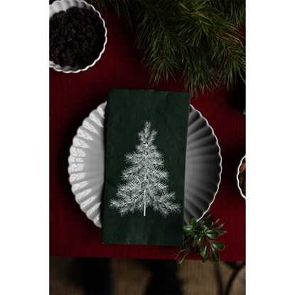 Papírové ubrousky JULGRAN 11x21cm 16ks zelené/dekor stromek_3