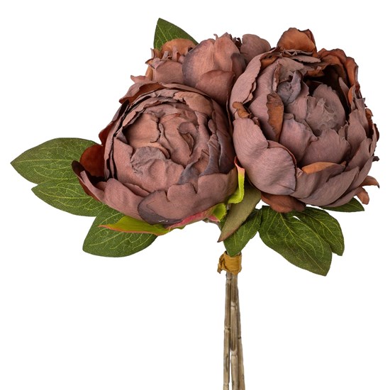 Umělé pivoňky svazek, 24 cm, fialová - hnědá_0