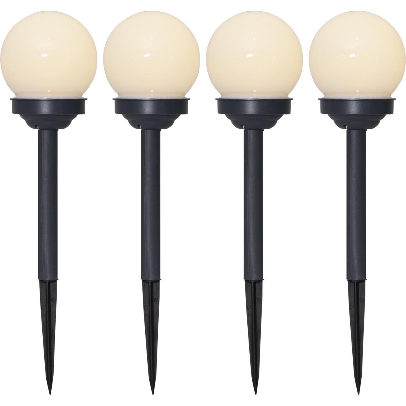 LED-Solarstick ''Globus'', 4 pcs., ball, plastic white/black,27 x 10 cm, e_0