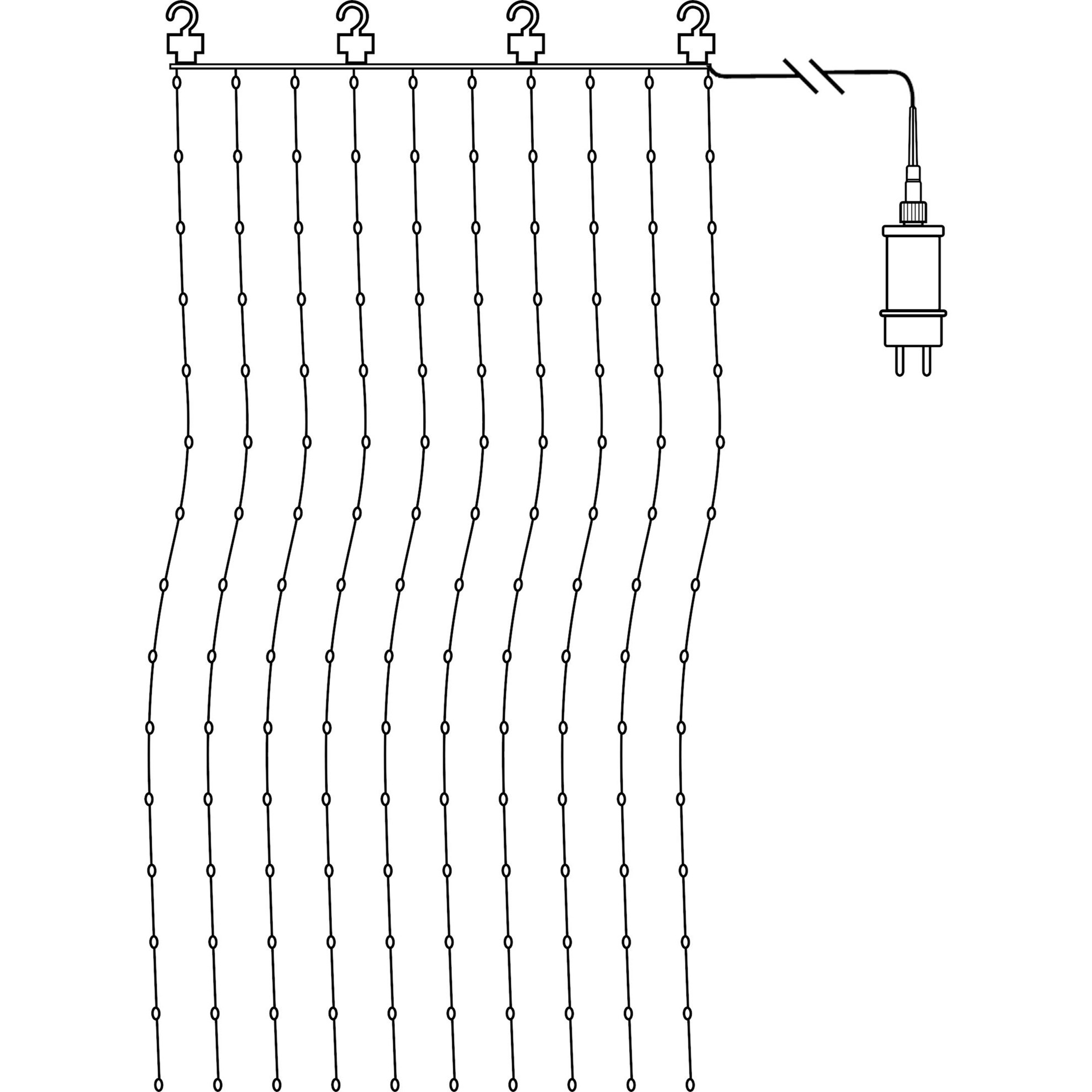 LED světelný závěs, 200xLED, 10 světelných řetězů, V.200cm_0