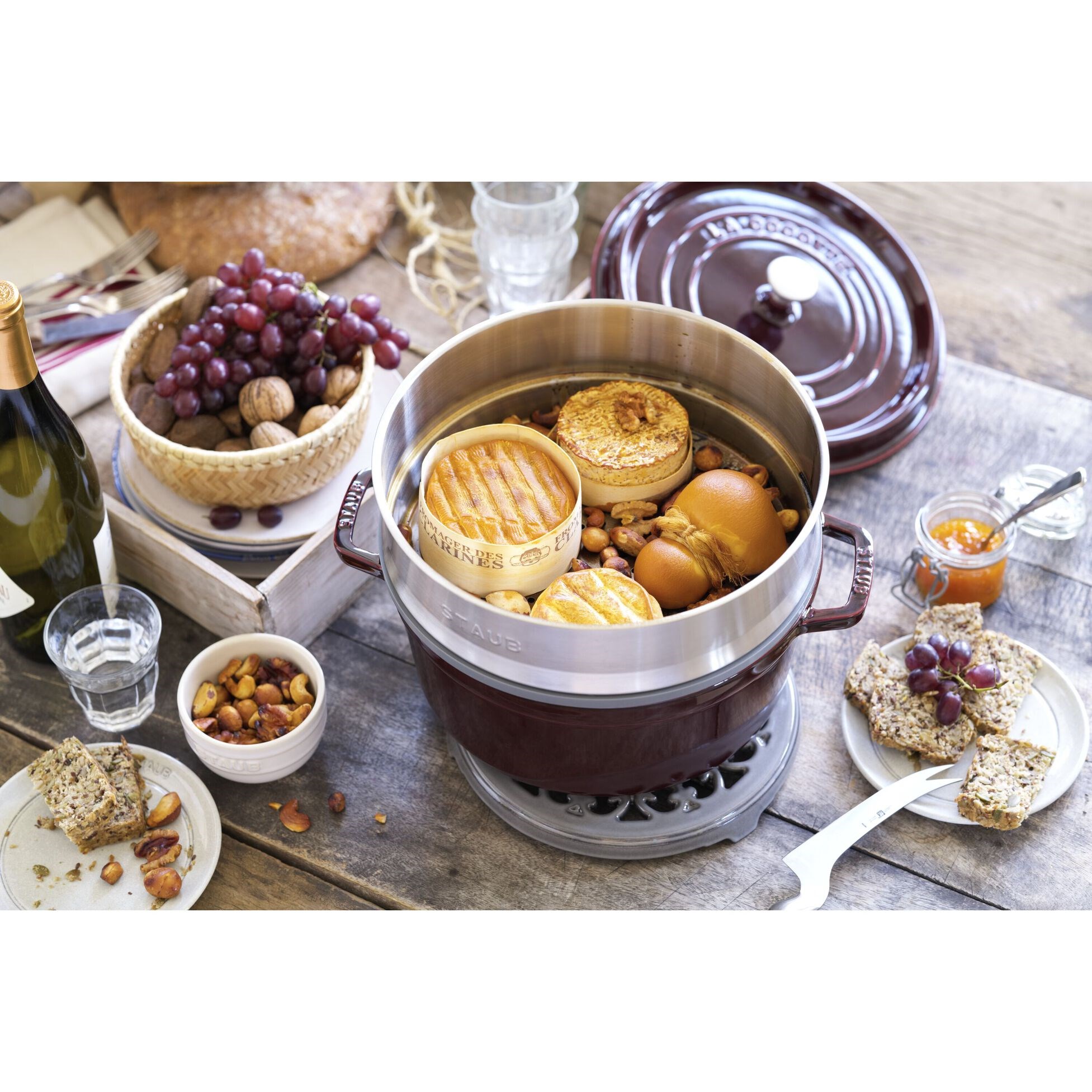 Hrnec STAUB  kulatý 26cm vínový s pařákem 5,2l_1