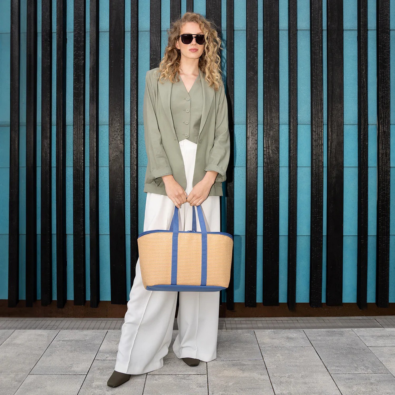 Termobox Reisenthel Coolerbag raffia blue_1