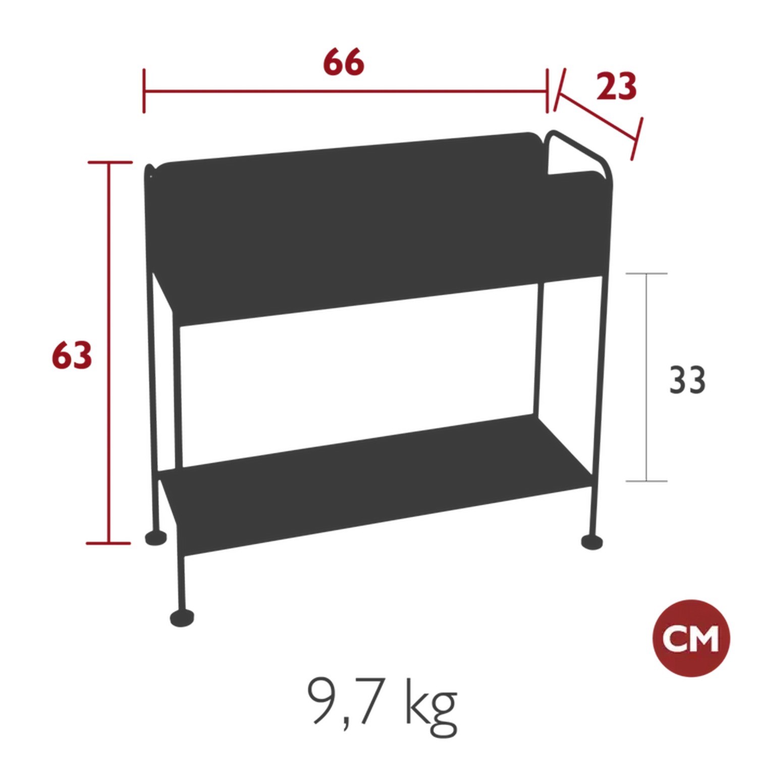 Kovový květináč/knihovna Fermob PICOLINO V.63cm - Chili_0