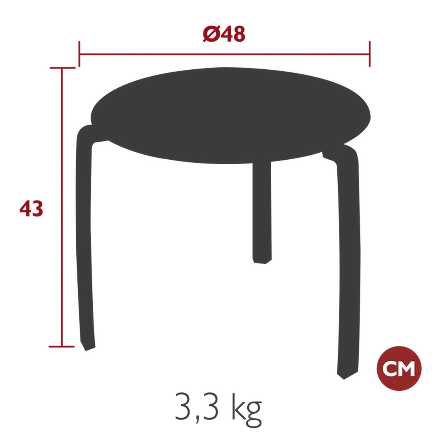 Odkládací stolek Fermob ALIZÉ P.48cm - Clay Grey_1