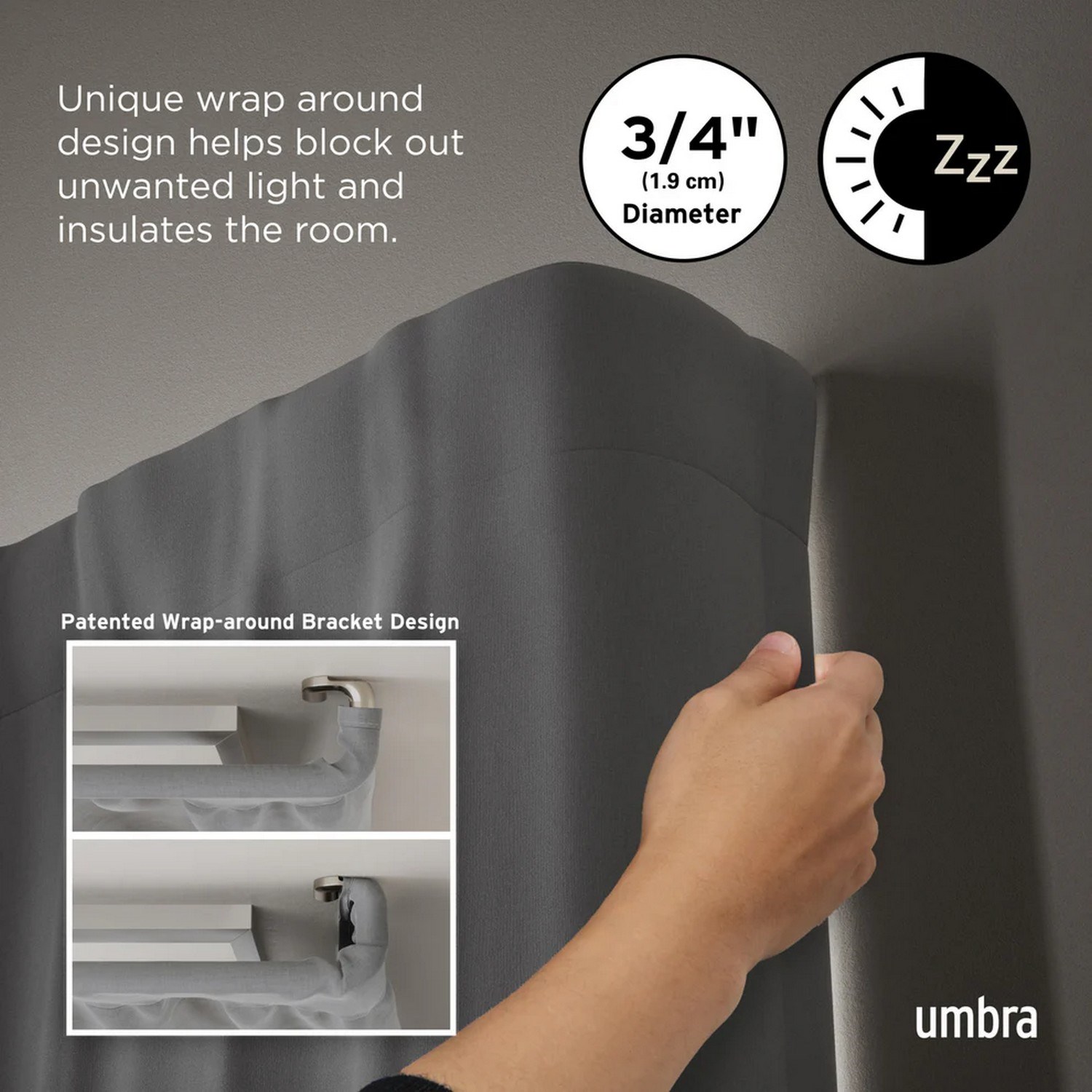 Rozšiřitelná zatemňovací garnýž Umbra TWILIGHT 168-365 cm niklová_2