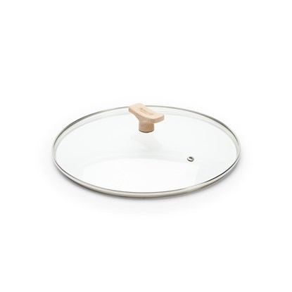 Skleněná poklice de Buyer s dřevěným úchytem P.28cm_2