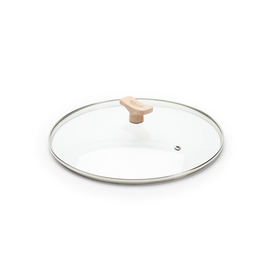 Skleněná poklice de Buyer s dřevěným úchytem P.28cm_2
