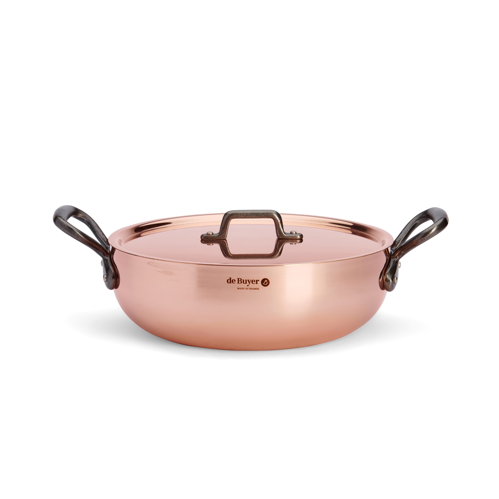 Měděný hrnec s poklicí de Buyer PRIMA MATERA P.28cm 4,9l tmavá rukojeť_2
