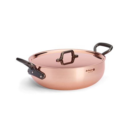 Měděný hrnec s poklicí de Buyer PRIMA MATERA P.28cm 4,9l tmavá rukojeť_3