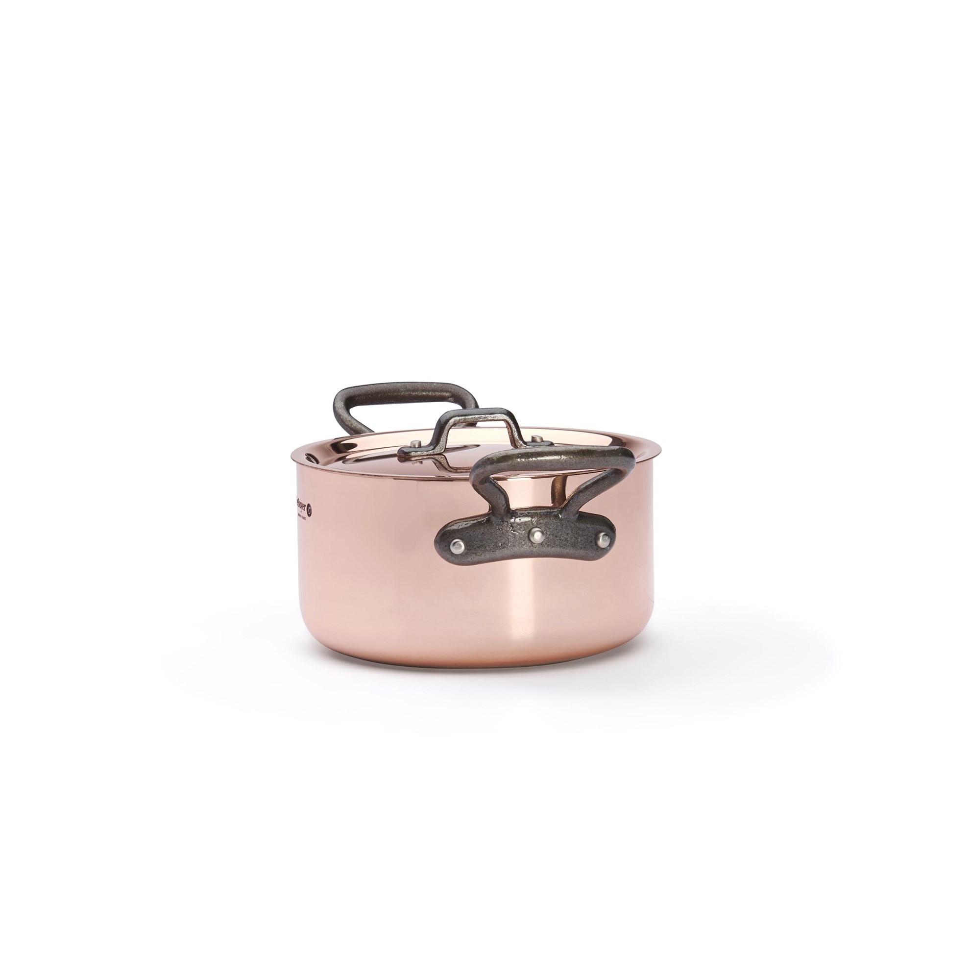 Měděný hrnec s poklicí de Buyer PRIMA MATERA P.16cm 1,8l tmavá rukojeť_0