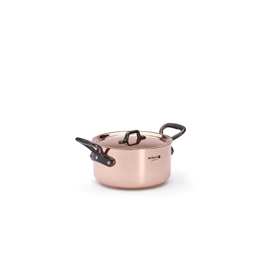 Měděný hrnec s poklicí de Buyer PRIMA MATERA P.16cm 1,8l tmavá rukojeť_5