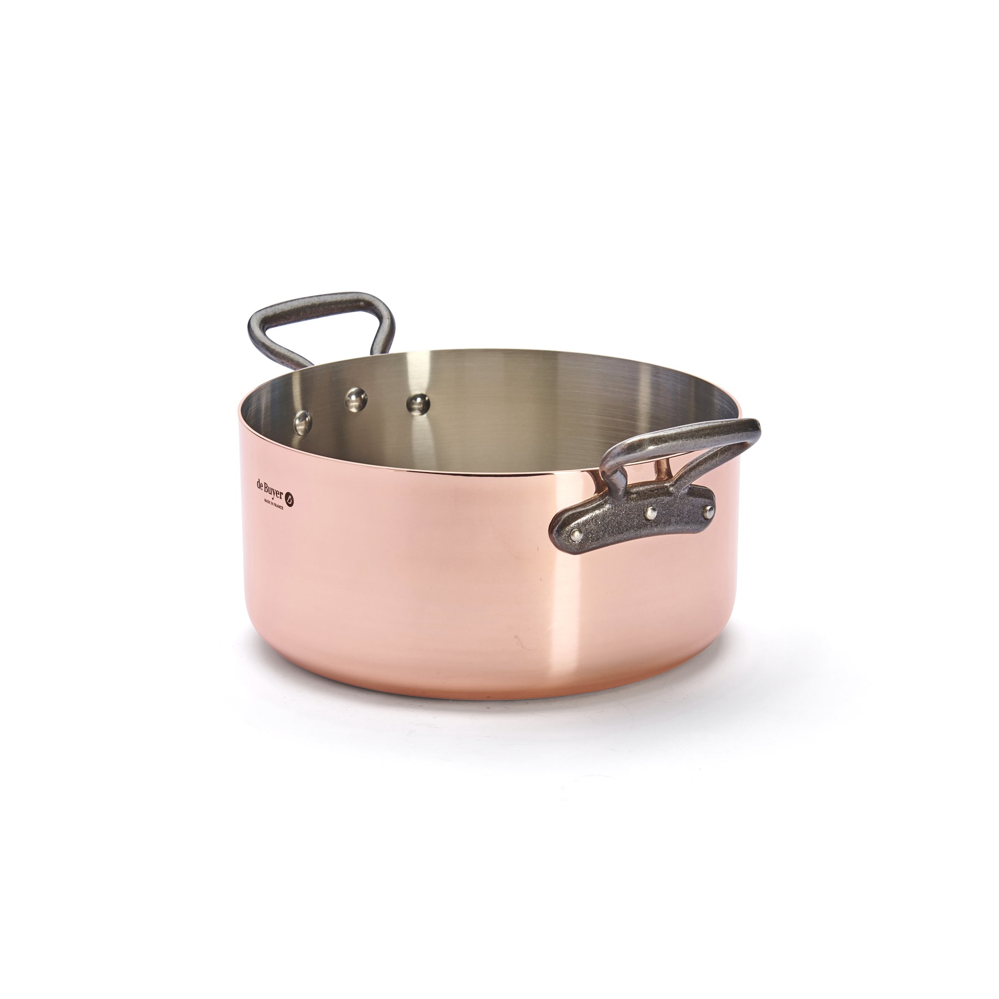 Měděný hrnec s poklicí de Buyer PRIMA MATERA P.28cm 8l tmavá rukojeť_0