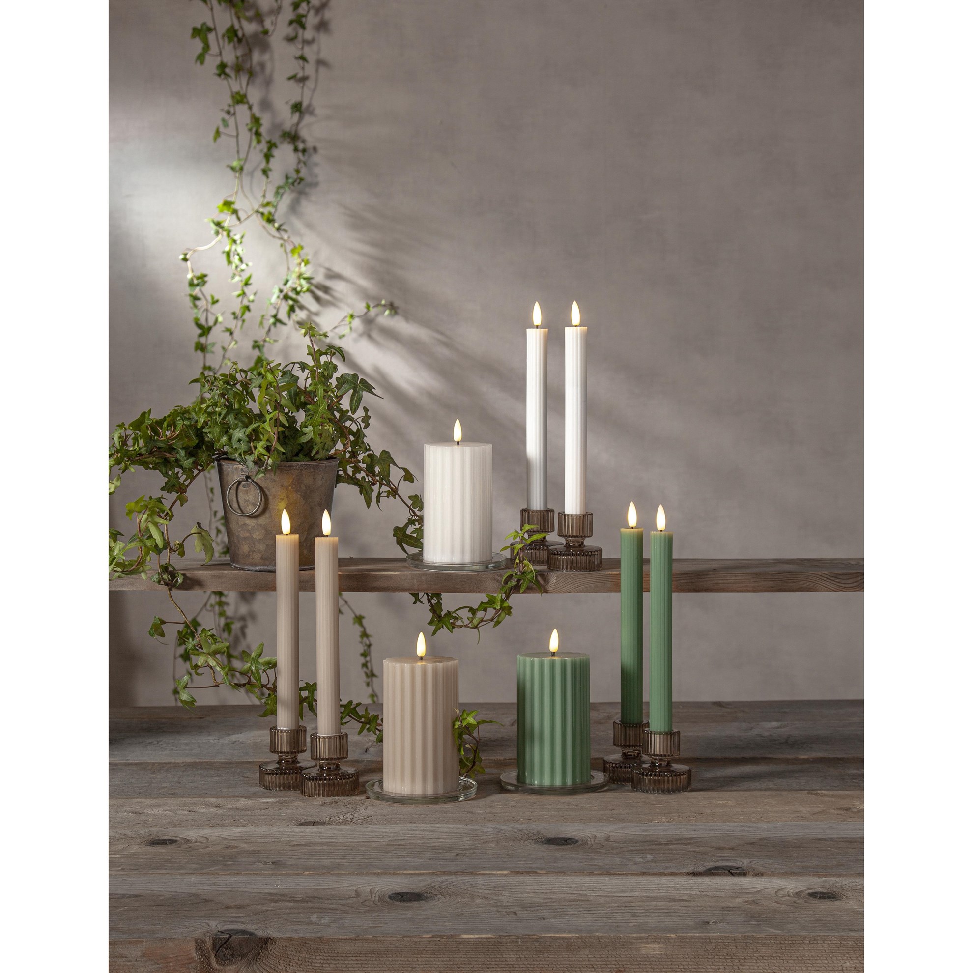 LED dekorační svíčka FLAMME STRIPE SET/2ks V.25cm béžová_2