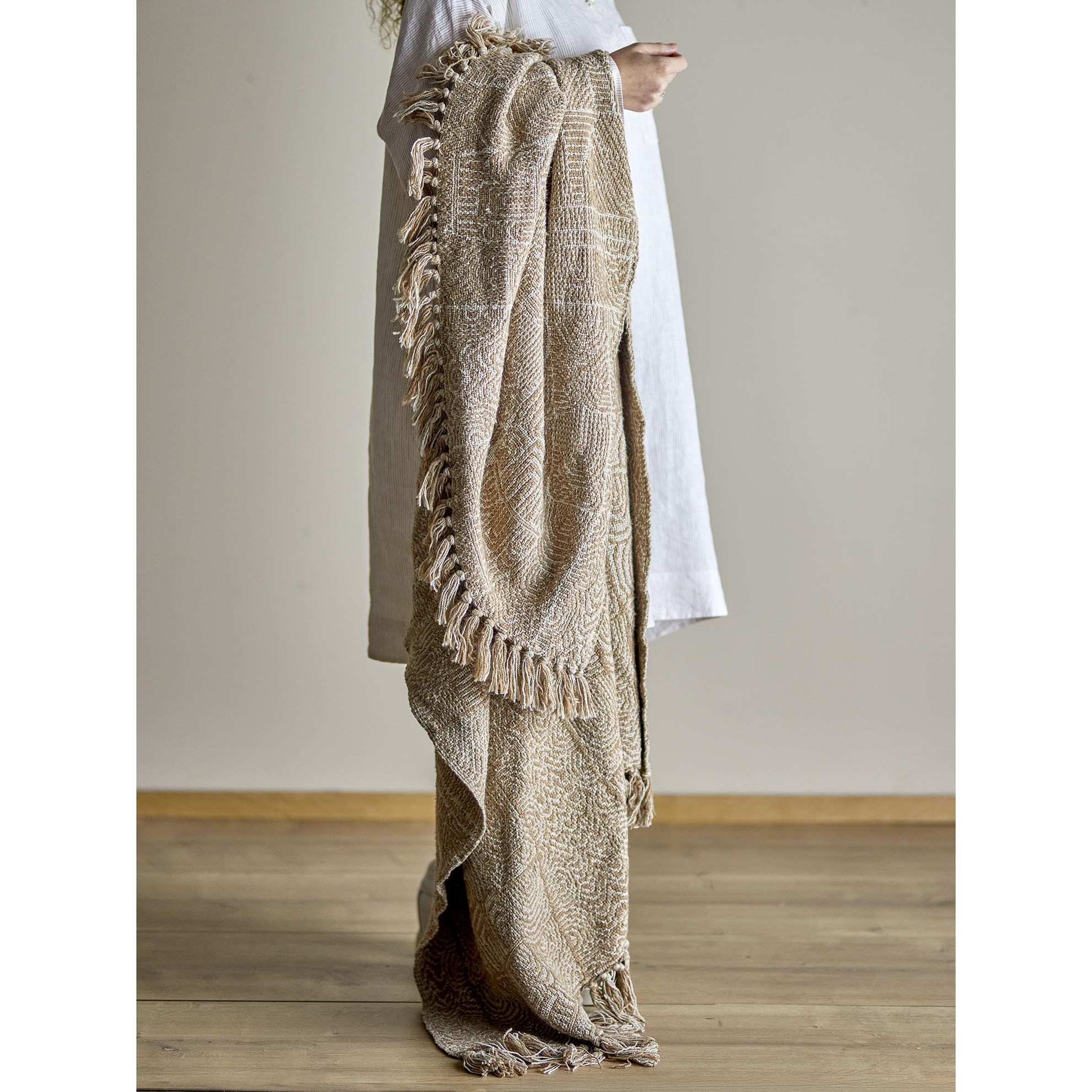 Pléd/přehoz z recyklované bavlny B490BRESSO 160x130cm hnědý_2