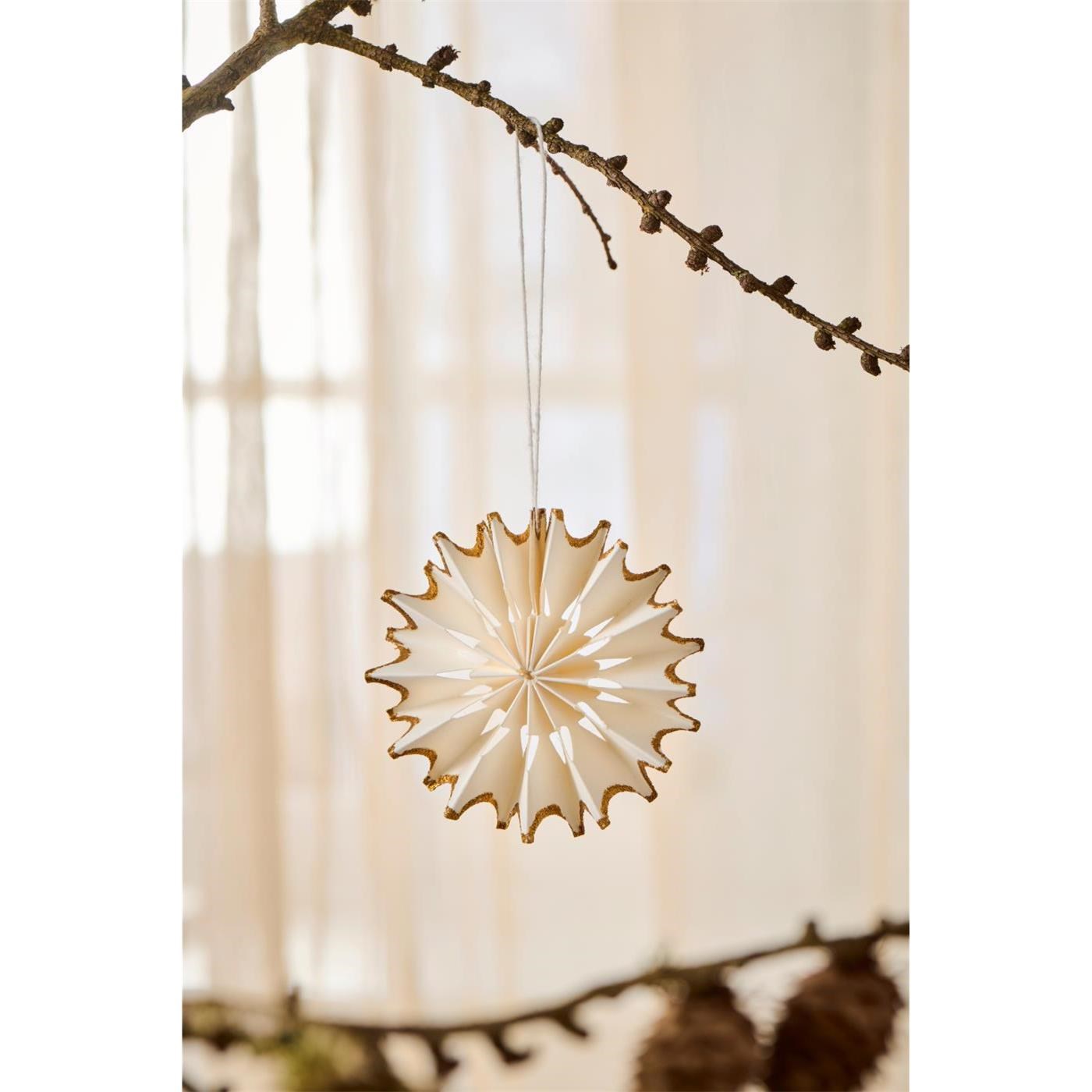Papírová vločka na zavěšení Ib Laursen Stella P.9 cm bílo-zlatá_0