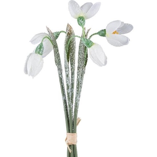 Umělá kytice sněženek 20cm zasněžená_0