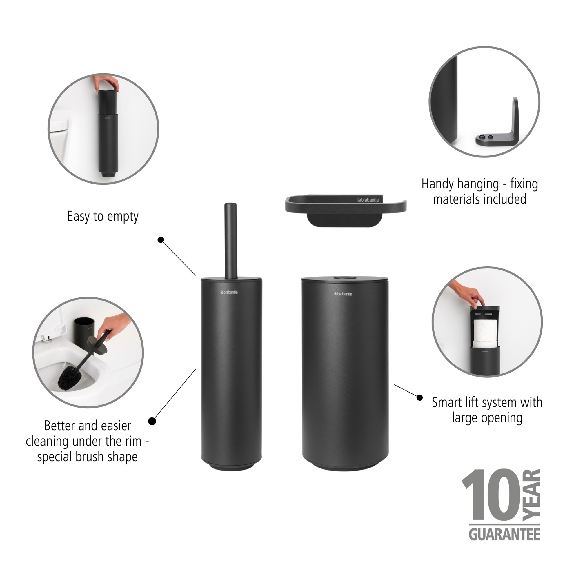 Sada doplňku na toaletu Brabantia MINDSET SET/3ks tmavě šedá_1