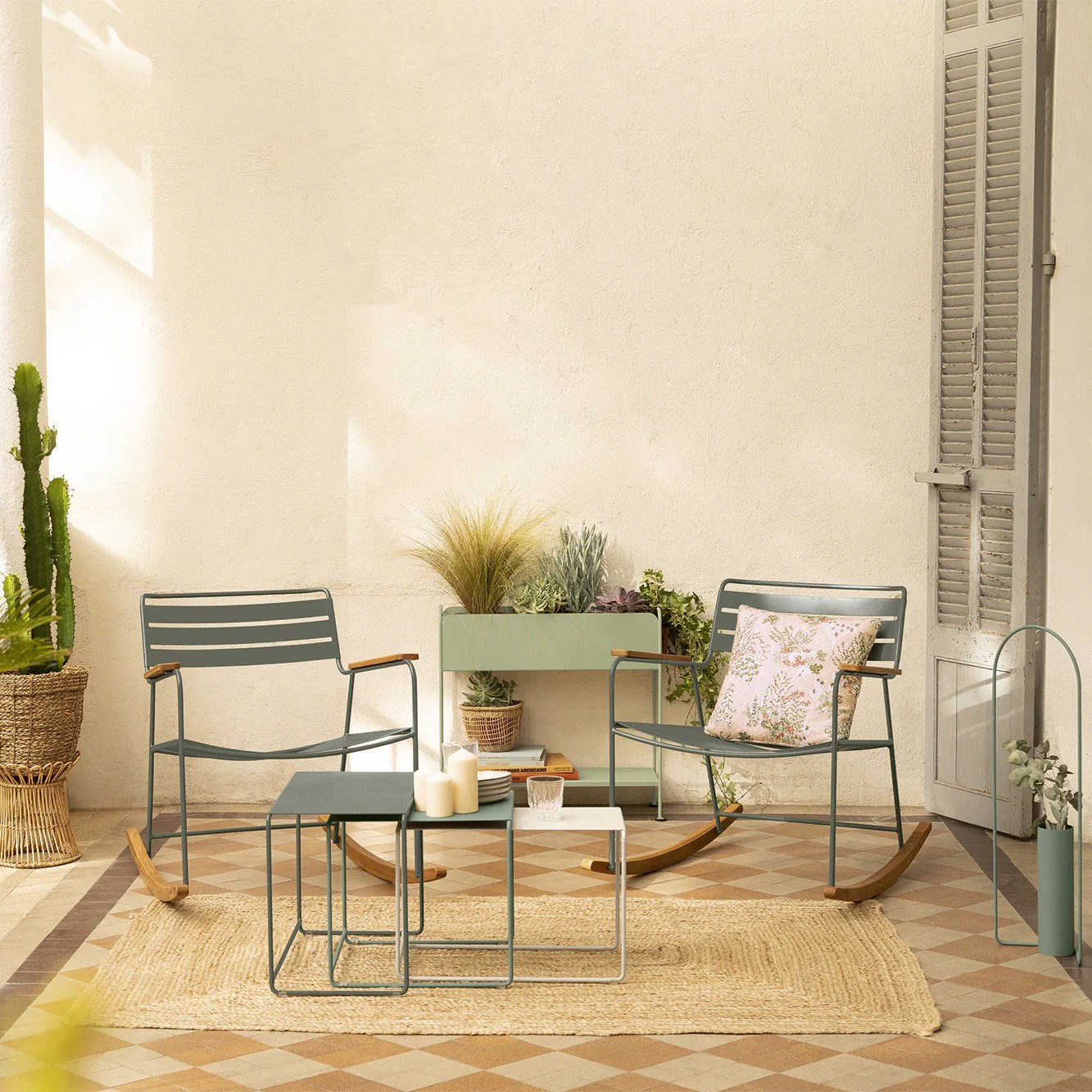 Regál na květináče nebo stolování Fermob PICOLINO V.63 cm - Acapulco Blue_11