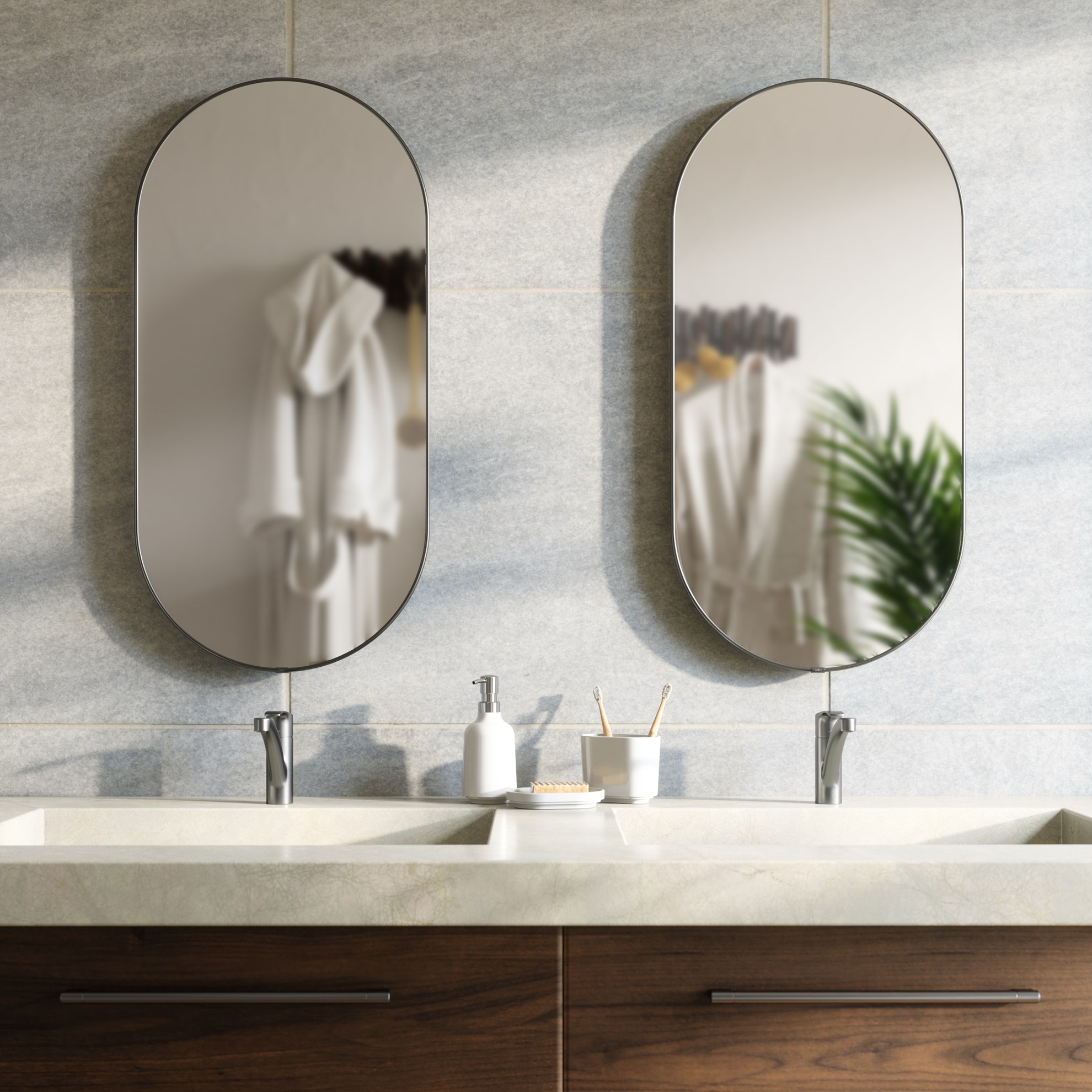 Zrcadlo HUBBA oválné 45x91cm s titanovým lemem_4
