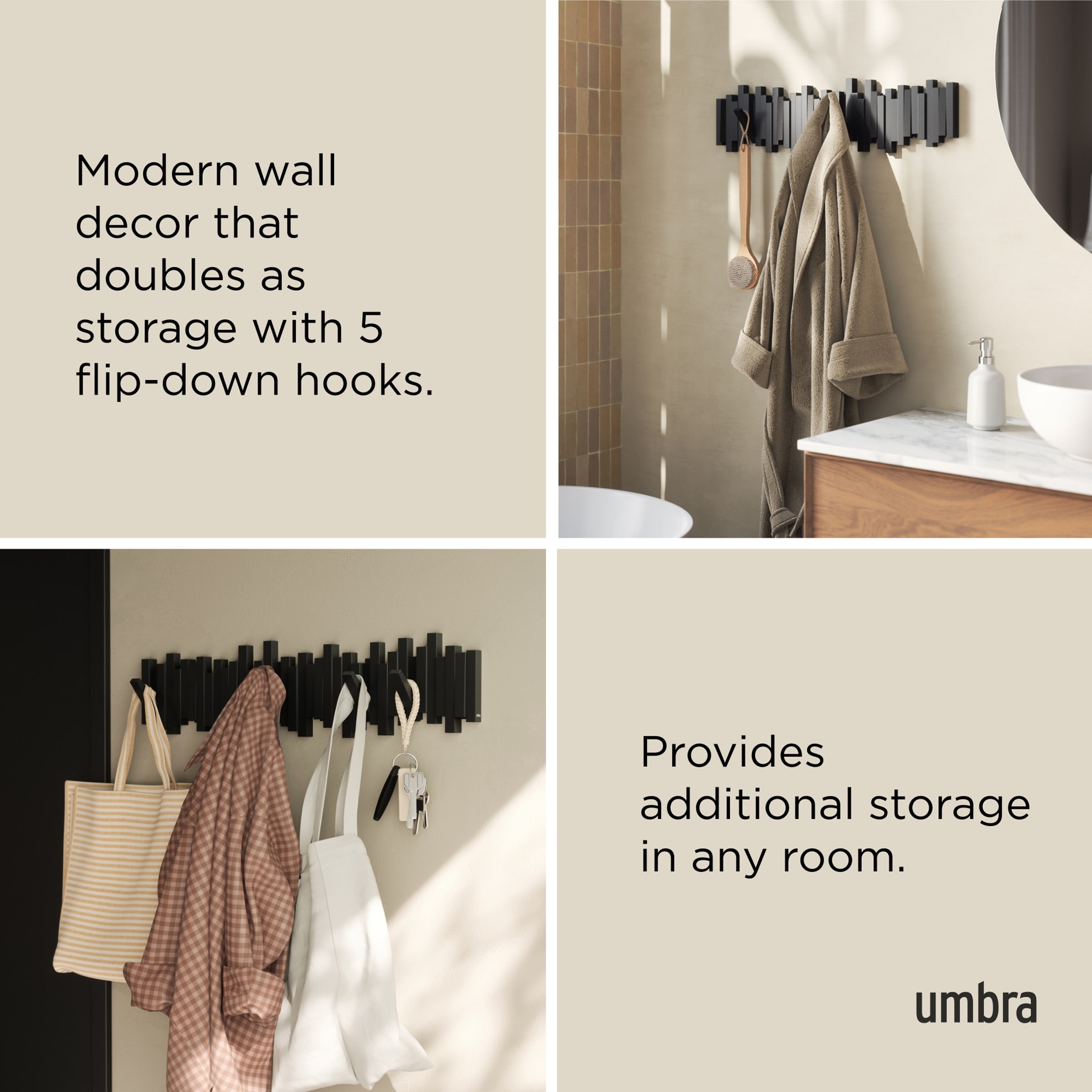 Věšák sklápěcí Umbra STICKS 8 černý_2