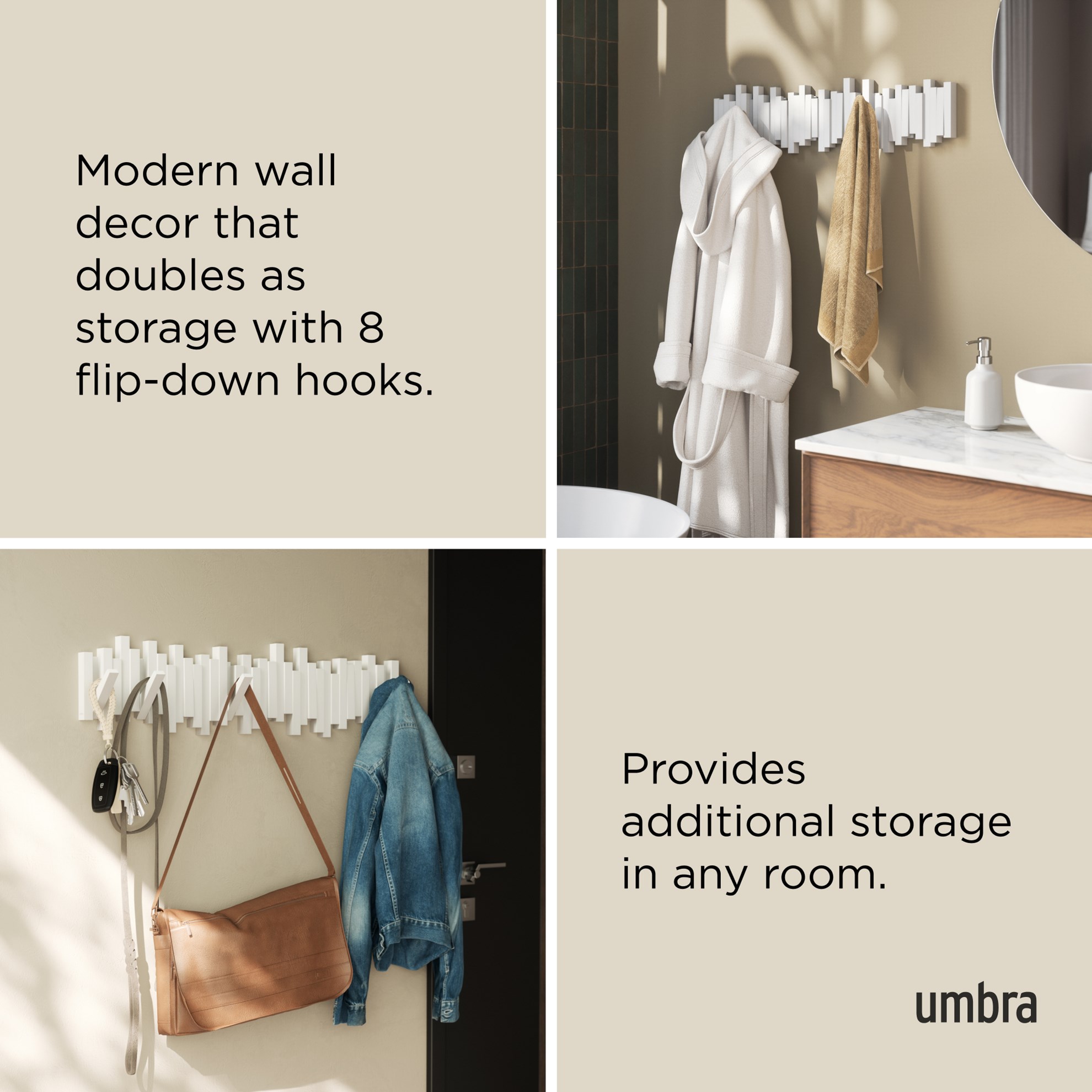 Věšák sklápěcí Umbra STICKS 8 bílý_4