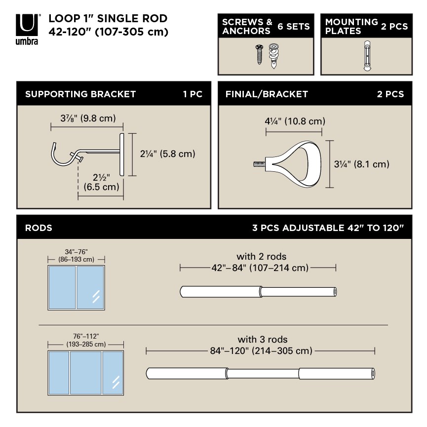 Rozšířitelná garnýž Umbra LOOP D.107-305cm černá matná_2
