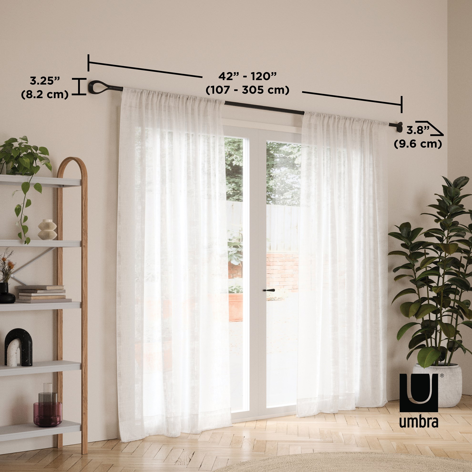 Rozšířitelná garnýž Umbra LOOP D.107-305cm černá matná_5