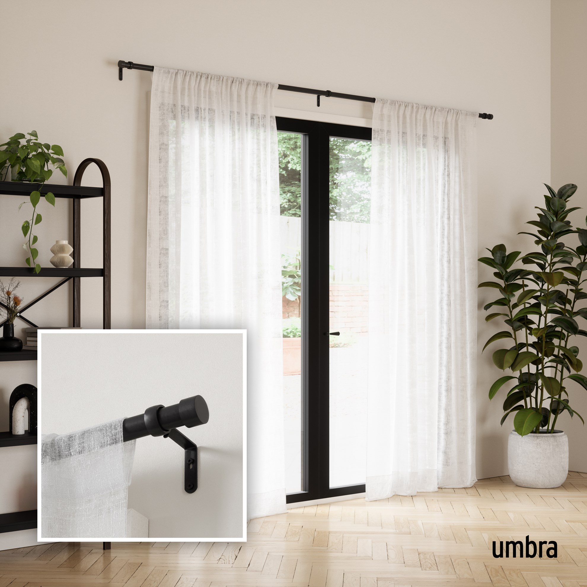Rozšířitelná Rozšířitelná garnýž Umbra CAPPA 91-168cm černá matná_4