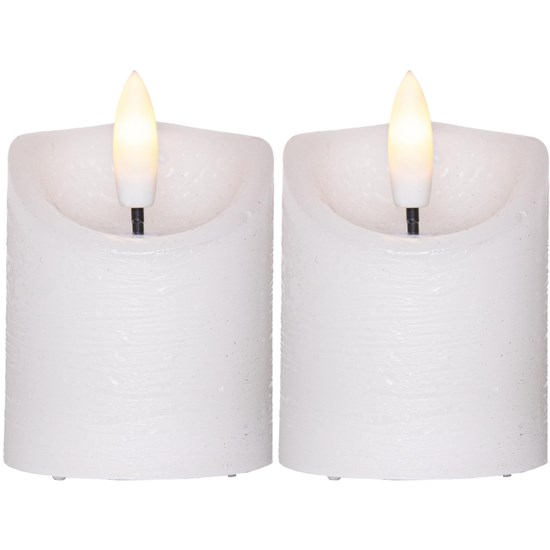 2x LED svíčka FLAMME RUSTIC 7,5 cm bílá_0